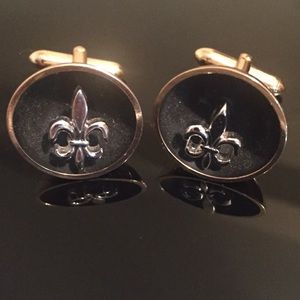 Fleur De Lis Cufflinks Gold Cufflinks , Black/Gold